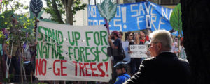 Protest at the Tree Biotechnology Conference in 2013 in Asheville, NC. Photo: Orin Langelle
