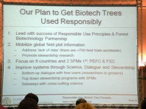 A slide from the presentation of the Institute for Forest Biotechnology in 2013